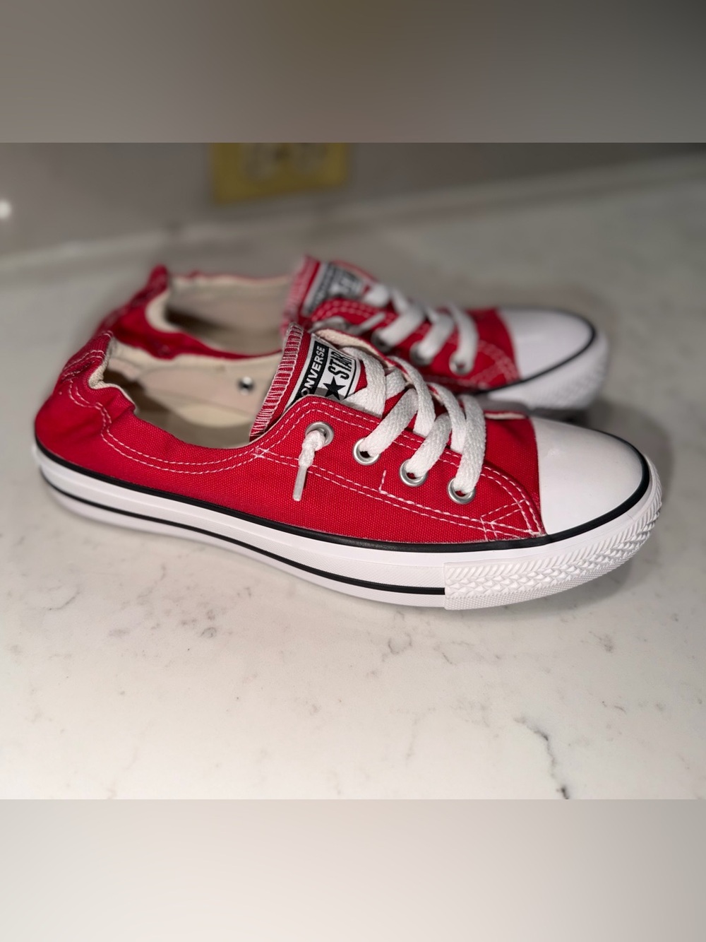 Converse Red Low-Top Canvas Sneakers with White Accents